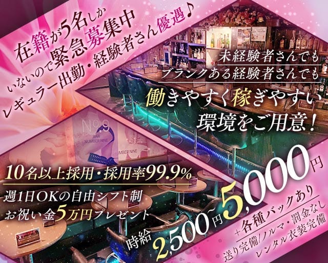 BAR NUMBER NINE（ナンバーナイン）（東京都）の女性バイト求人情報
