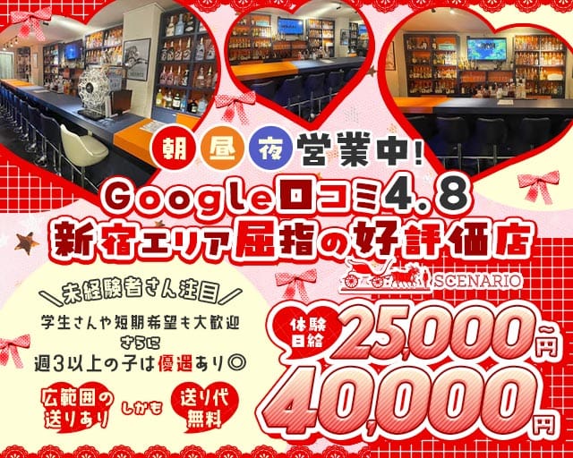 【西新宿】朝・昼・夜 Girls Bar SCENARIO（シナリオ）（東京都）の女性バイト求人情報