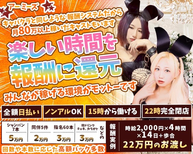 昼・夜アニカラ★アーミーズ（千代田区）の女性バイト求人情報