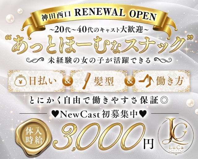 【神田西口】スナック LuCa-ルカ-（東京都）の女性バイト求人情報