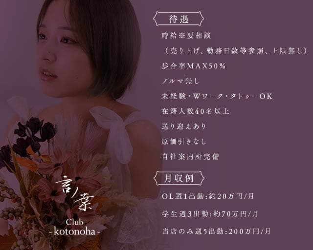 Club 言ノ葉（ことのは）（高知市）の女性バイト求人情報
